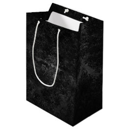 Sac Cadeau Moyen Velvety Onyx Damask | Black Vampy Grunge Baroque