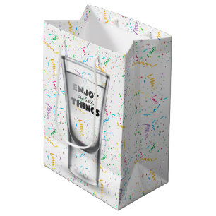 Sac Cadeau Moyen Verre Balayé Anniversaire À Confetti