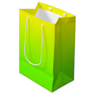 Sac Cadeau Moyen Vert néon et jaune néon Ombré  Dégradé de couleur 