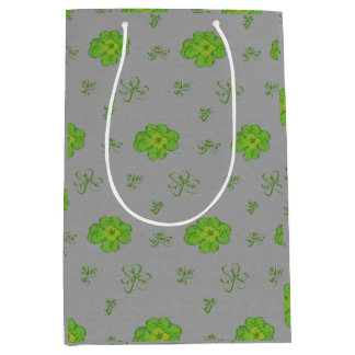 Sac Cadeau Moyen Vert trèfle à quatre feuilles sur arrière - plan n