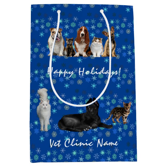 Sac Cadeau Moyen Vétérinaire des chats et des chiens en bleu (Devant)