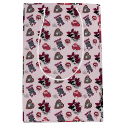 Sac Cadeau Moyen Vibrant rose gothique Graphique Saint-Valentin