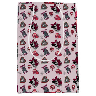 Sac Cadeau Moyen Vibrant rose gothique Graphique Saint-Valentin