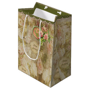 Sac Cadeau Moyen Victorien fané âgé s'est levé - anniversaire -