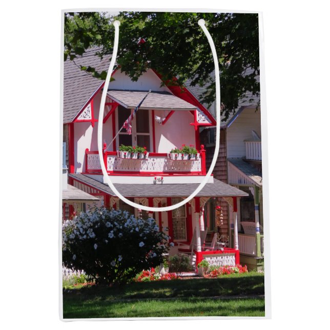 Sac Cadeau Moyen Victorien rouge et blanc - Martha's Vineyard (Devant)
