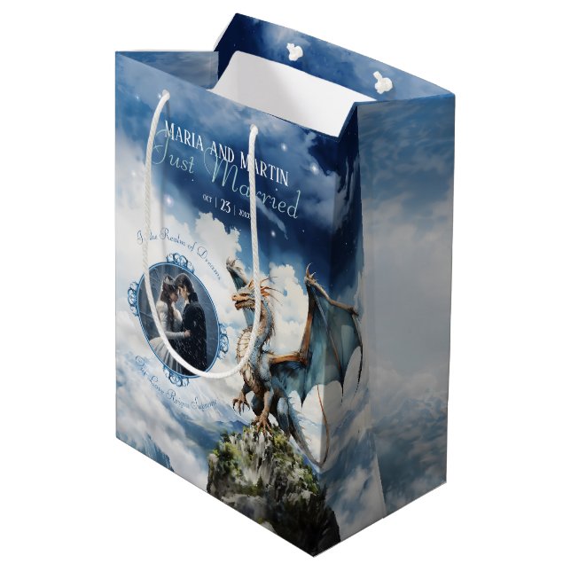 Sac Cadeau Moyen Viking Celtic Dragon Mariage ou photo d'anniversai (Dos Angle)