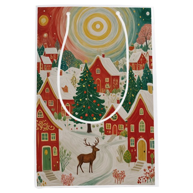 Sac Cadeau Moyen Village de Noël (Devant)