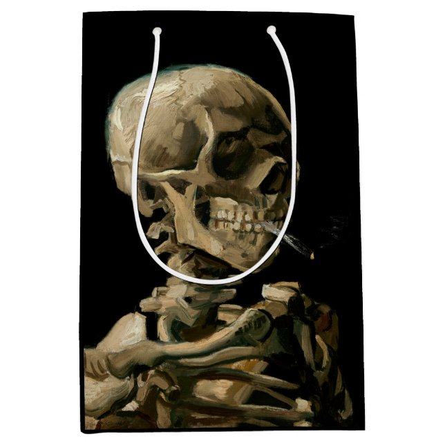 Sac Cadeau Moyen Vincent van Gogh - Crâne avec cigarette brûlante (Devant)