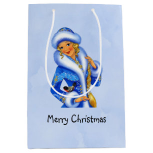 Sac Cadeau Moyen Vintage Mme Claus Aquarelle Noël sur mesure