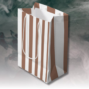 Sac Cadeau Moyen Vintages bandes verticales Mocha Mousse Blanc