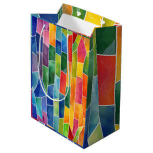 Sac Cadeau Moyen Vitrail Arc-en-ciel Aquarelle