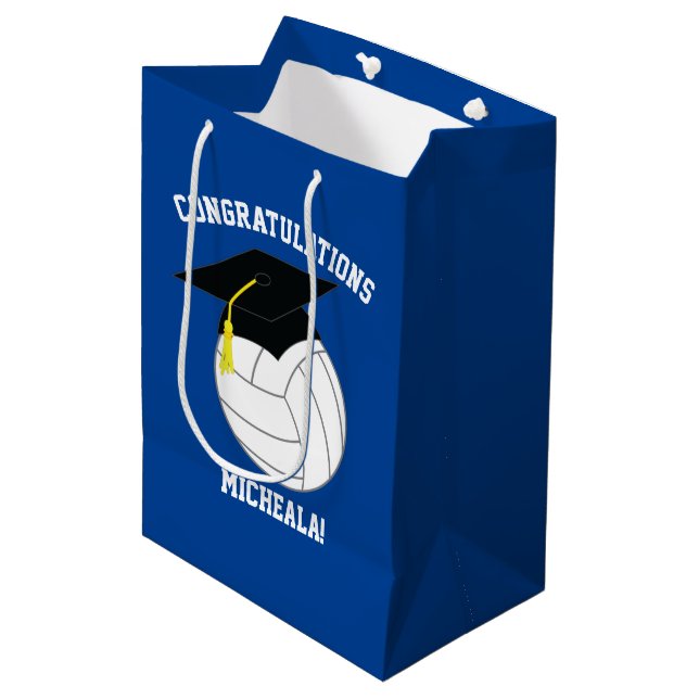 Sac Cadeau Moyen Volleyball Graduation Blue (Devant Angle)