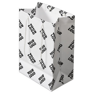 Sac Cadeau Moyen Votre logo   Motif répétitif alterné simple
