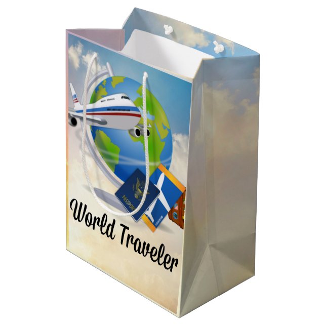 Sac Cadeau Moyen Voyageur du monde - Design n°2 (Dos Angle)