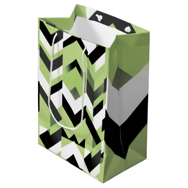 Sac Cadeau Moyen Wasabi Green Bold Chevron Geometric (Devant Angle)