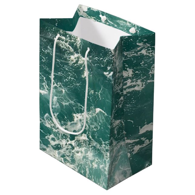 Sac Cadeau Moyen Waves Blue Green (Devant Angle)