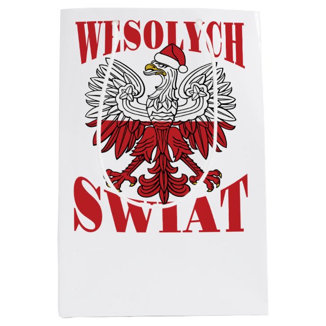 Sac Cadeau Moyen Wesolych Swiat Polonais Aigle de Noël (Devant)