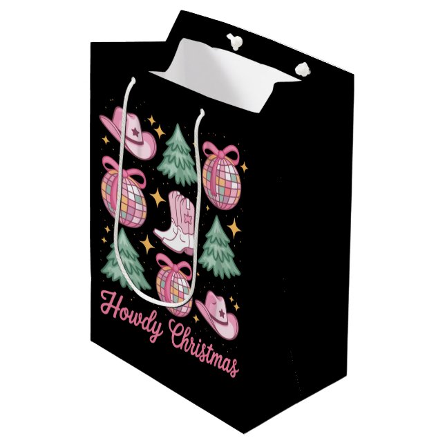 Sac Cadeau Moyen Western Christmas Coquette Howd Girly Boots Hat  (Devant Angle)