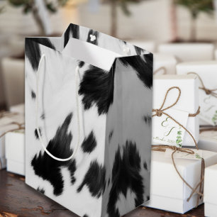 Sac Cadeau Moyen Western Country Cowboy noir blanc vache Imprimer