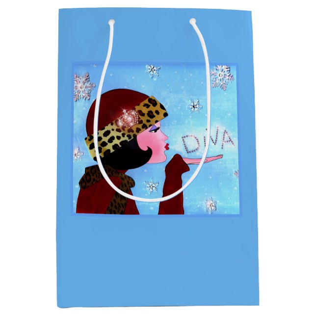Sac Cadeau Moyen Winter Sparkles Diva (Devant)