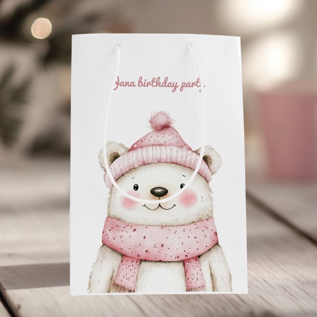 Sac Cadeau Moyen Winter Wonderland White Bear (Créateur téléchargé)