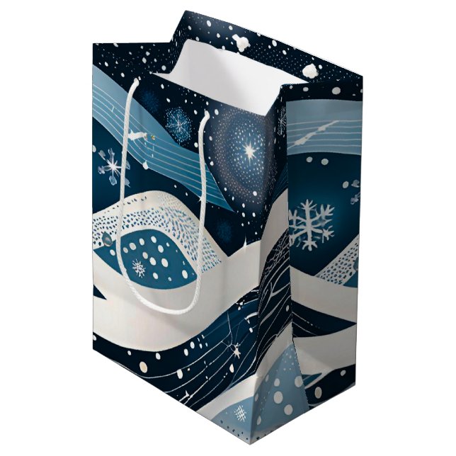 Sac Cadeau Moyen Wonderland hivernal Abstrait (Devant Angle)