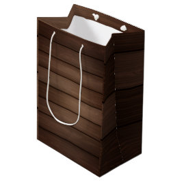 Sac Cadeau Moyen Wood Grain Striped Brown Abstract Fashion Art