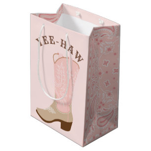 Sac Cadeau Moyen YEE-HAW Pink Cowgirl Boot