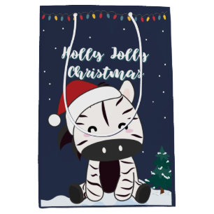 Sac Cadeau Moyen Zebra Christmas Zebras Winter Animaux Medium Cadea