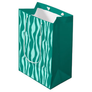 Sac Cadeau Moyen Zèbre rayures - Turquoise et Aqua
