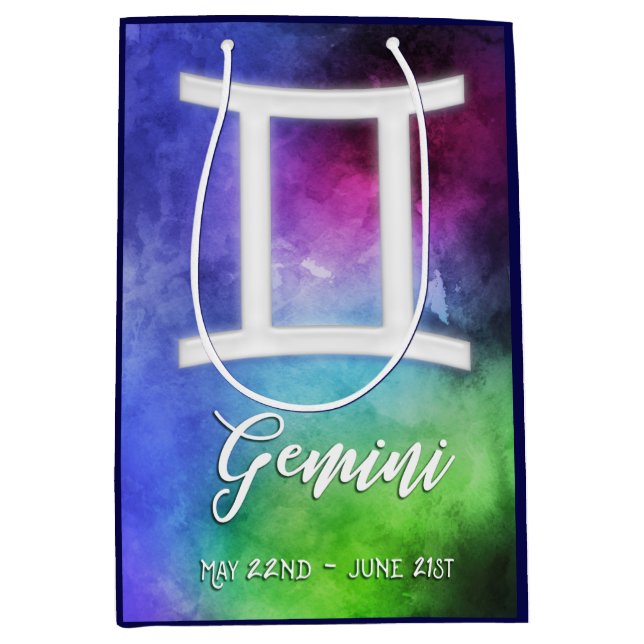 Sac Cadeau Moyen Zodiac : Dates de Gemini (Devant)