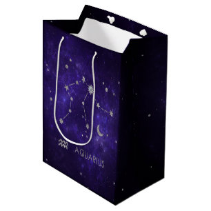 Sac Cadeau Moyen Zodiac Purple Aquarius Horoscope astrologique