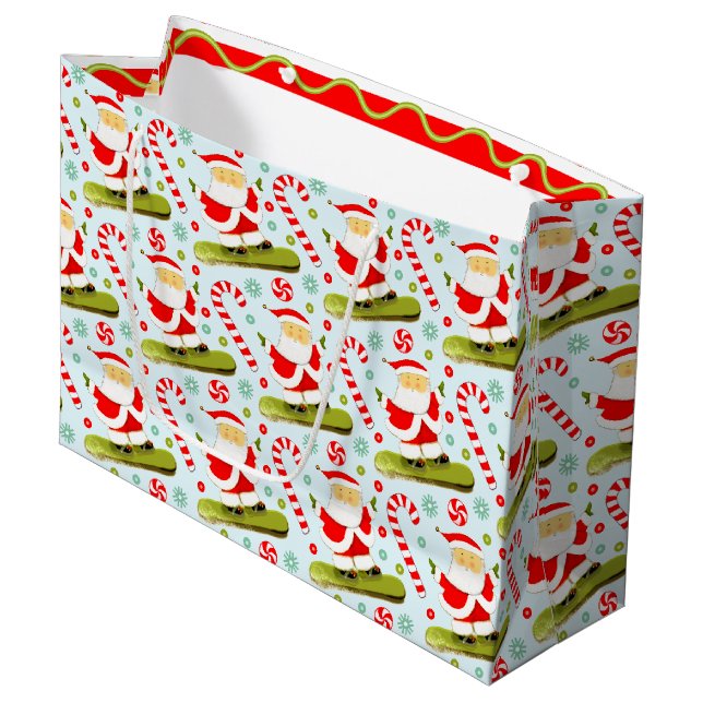 Sac cadeau Noël de Noël de snowboard (Devant Angle)