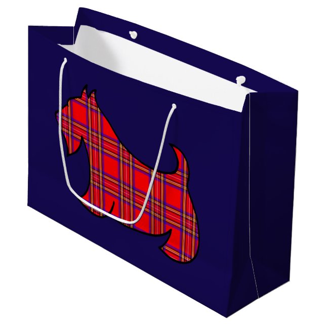 Sac cadeau Noël Red Plaid Scottish Terrier (Devant Angle)