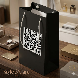 Sac cadeau noir personnalisé avec code QR marqué