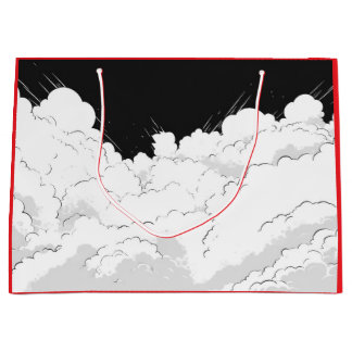 SAC CADEAU NUAGES JAPONAIS NOIR ET ROUGE