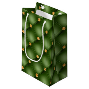 Sac cadeau Olive Green et Gold Tufted Petit