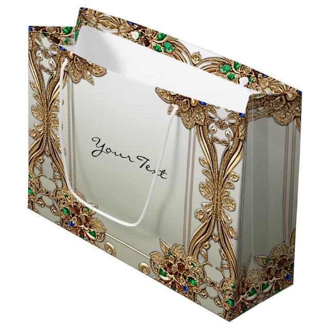Sac Cadeau Orné Élégant en Or (Devant Angle)