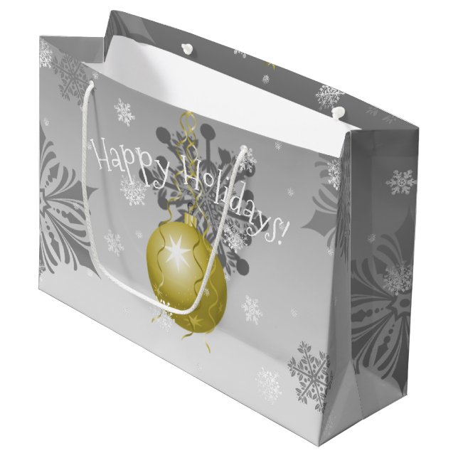 Sac cadeau ornemental de Noël Gold Fancy (Devant Angle)
