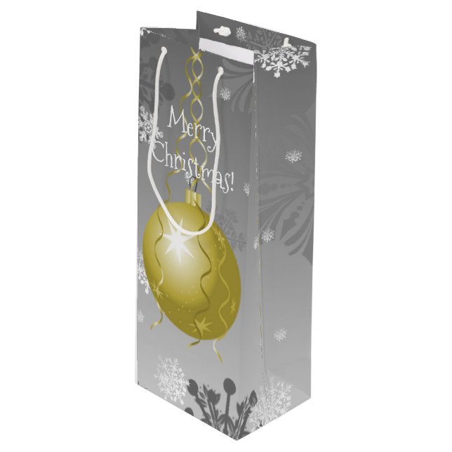 Sac cadeau ornemental de Noël Gold Fancy (Devant Angle)