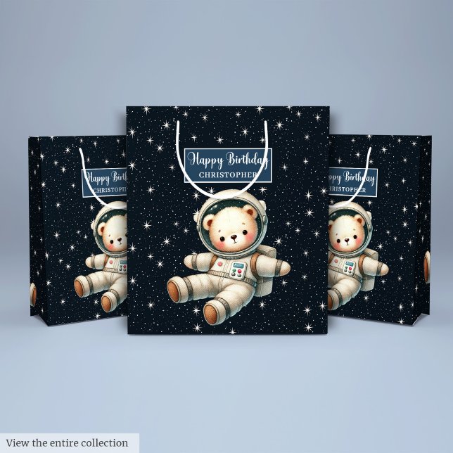 Sac cadeau Ours de l'espace mou pour la fête d'ann (Cute Space Bear Gift Bag for Boy Birthday Party)