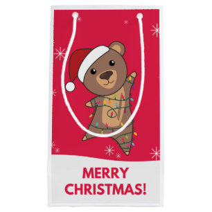 Sac Cadeau Ours Joyeux Noël Animaux d'hiver Ours Petit Gi