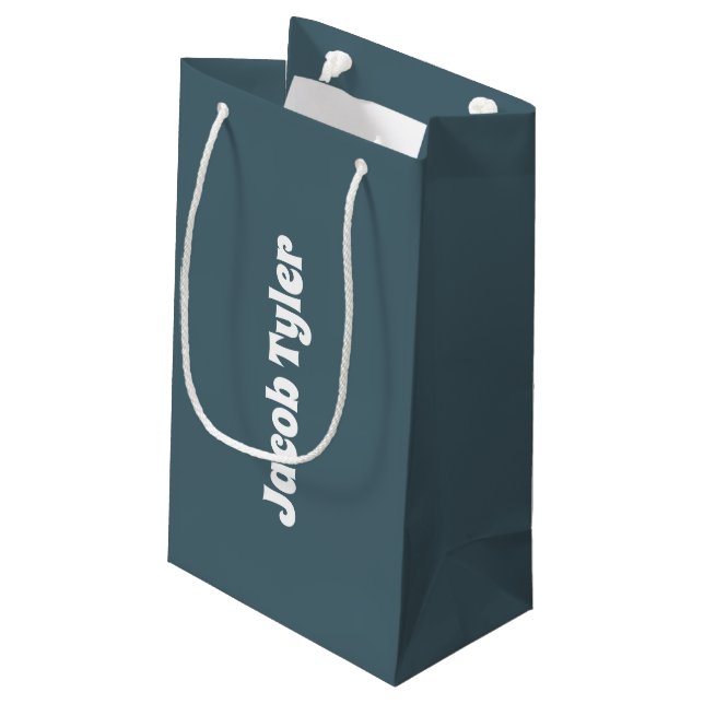 Sac cadeau personnalisé bleu ardoise (Dos Angle)