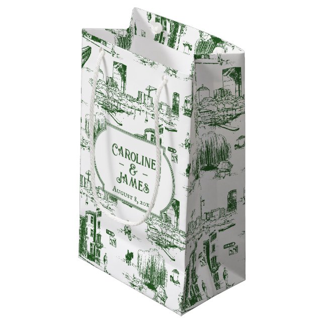 Sac cadeau personnalisé Boston Toile Forest Green (Devant Angle)