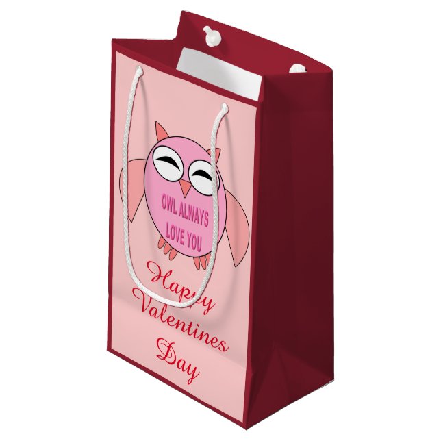 Sac cadeau personnalisé Chouette de message d'amou (Devant Angle)