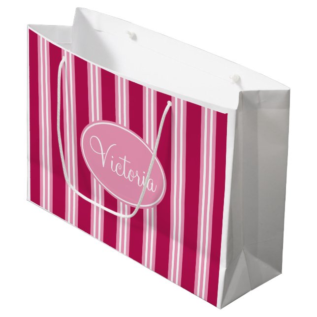Sac cadeau personnalisé en bonbon rose (Devant Angle)