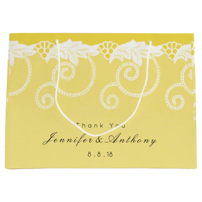 Sac cadeau personnalisé Jaune Sun Royal Lace (Devant)
