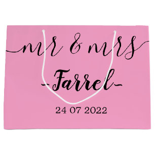 Sac cadeau personnalisé Mr & Mrs Wedding Day