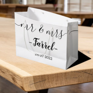 Sac cadeau personnalisé Mr & Mrs Wedding Day