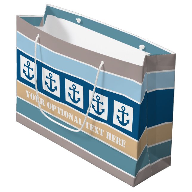 Sac cadeau personnalisé Nautical Stripes (Devant Angle)